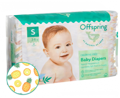 Offspring подгузники S (3-6 кг) 48 шт. ананасы