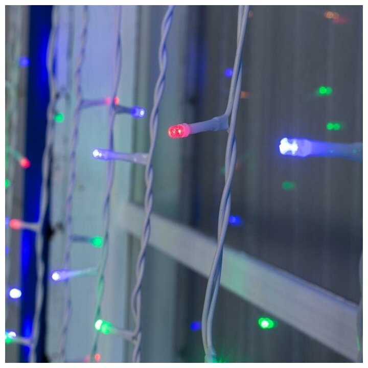 Luazon Lighting Гирлянда "Занавес" 2 х 9 м , IP44, УМС, белая нить, 1800 LED, свечение мульти, 220 В Luazon Lighting Гирлянда "Занавес" 2 х 9 м , IP44, УМС, белая нить, 1800 LED, свечение мульти, 220 В
