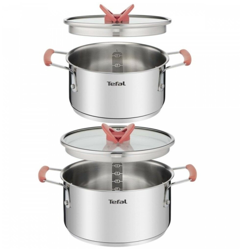 Набор посуды Tefal Opti Space 2100115982 13 пр. серебристый Набор посуды Tefal Opti Space 2100115982 13 пр. серебристый
