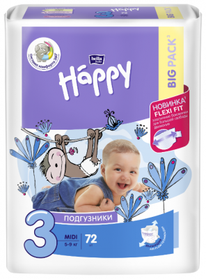 Bella Baby happy подгузники fun 3 (5-9 кг) 72 шт.