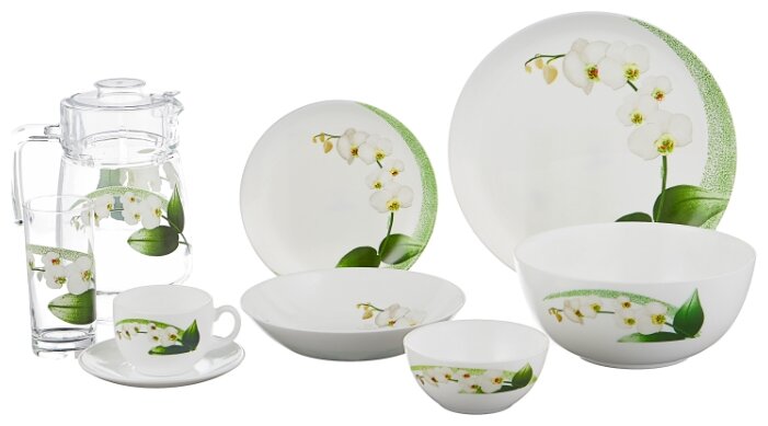 Столовый сервиз Luminarc White Orchid 44 предмета N9430 белый Столовый сервиз Luminarc White Orchid 44 предмета N9430 белый