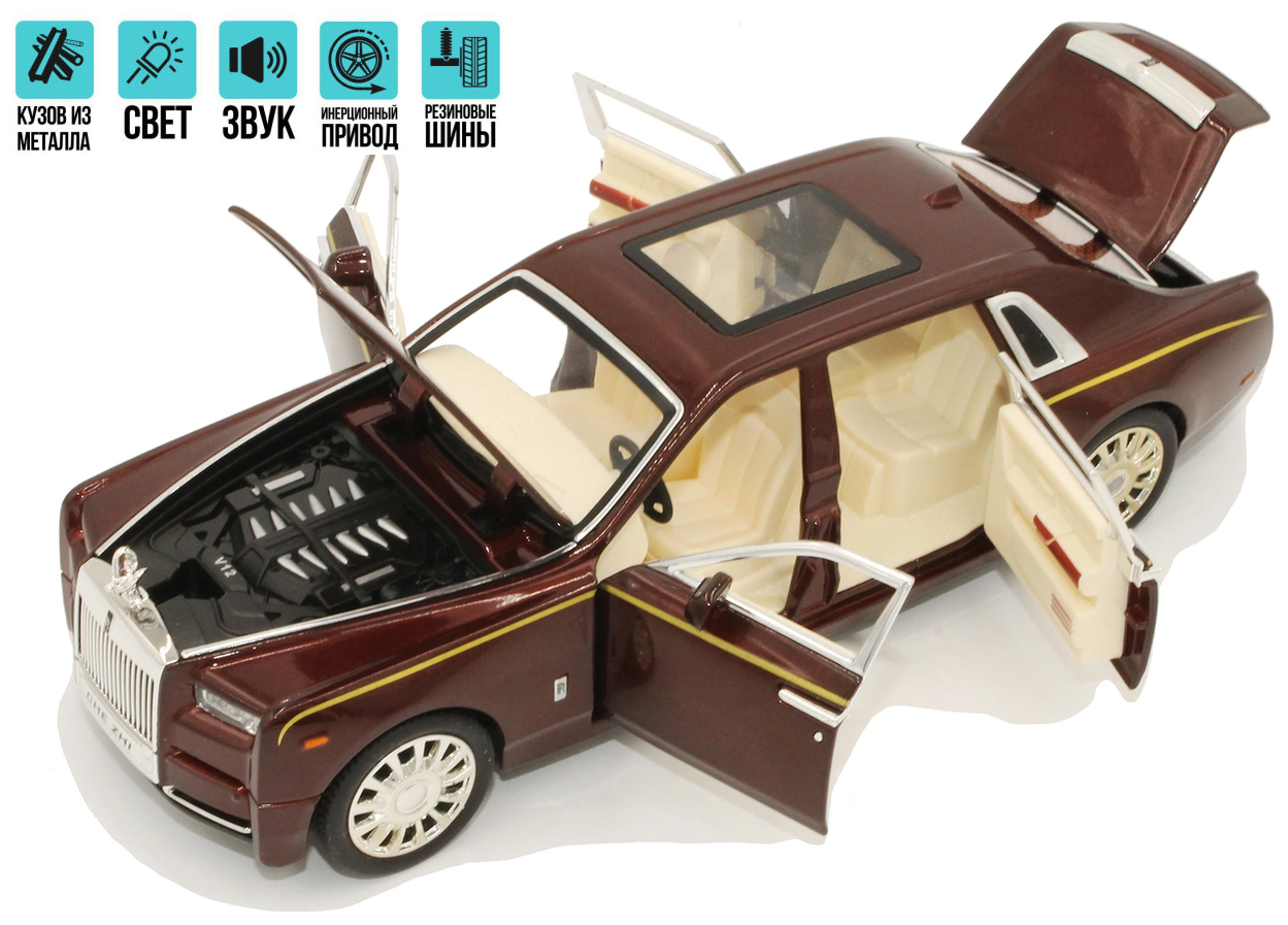 Rolls-Royce Ghost (Ролс-Ройс), металл, инерция 21 см (1:24). открываются  двери, капот и багажник, свет и звук купить в Москве, СПб, Новосибирске по  низкой цене