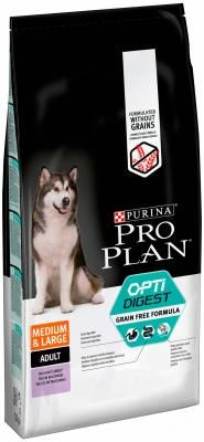 Сухой корм для собак Pro Plan Optidigest, беззерновой, при чувствительном пищеварении, индейка 2 шт. х 12 кг (для средних и крупных пород)