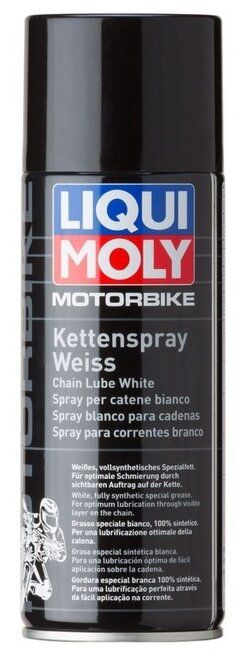 Автомобильная смазка LIQUI MOLY Motorbike Kettenspray weiss 0.4 л Автомобильная смазка LIQUI MOLY Motorbike Kettenspray weiss 0.4 л
