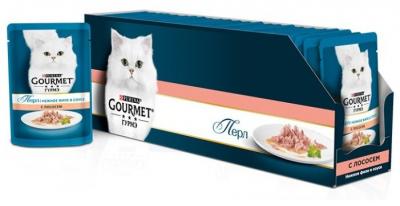 Корм для кошек Gourmet Перл с лососем 24шт. х 85 г (кусочки в соусе)