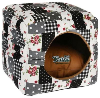 Домик для собак и кошек Katsu Patchwork S 30х30х16 см серый