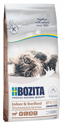 Сухой корм Bozita Indoor &amp; Sterilized Grain Free Reindeer для домашних и стерилизованных кошек, с оленем 10 кг