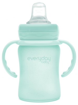 Стеклянная бутылочка-поильник с мягким носиком EveryDay Baby 150 мл, мятный