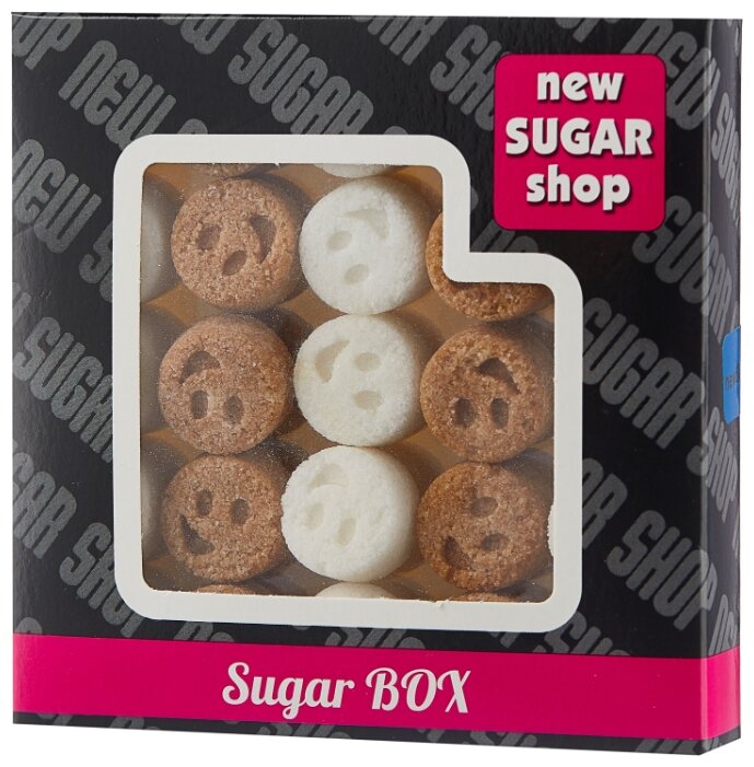 Сахар New SUGAR shop фигурный Sugar BOX Смайлики сахарные тростниковые и белые 0.225 кг