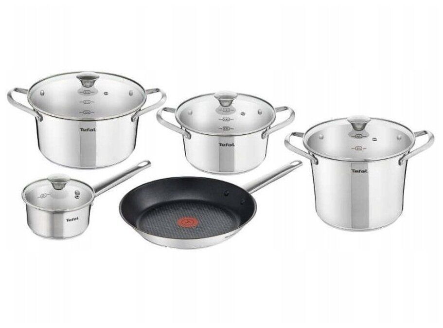 Набор посуды Tefal Simpleo B815S974 9 пр. серебристый Набор посуды Tefal Simpleo B815S974 9 пр. серебристый