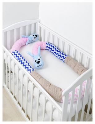 Pillolu бортик в кроватку Зайка 355 см синий/розовый/коричневый