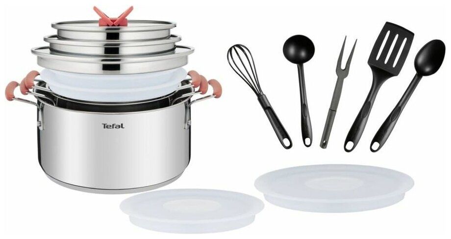 Набор посуды Tefal Opti Space 2100115982 13 пр. серебристый Набор посуды Tefal Opti Space 2100115982 13 пр. серебристый