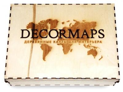 Панно Decormaps деревянная карта мира разноцветная, 3D 200х140 см