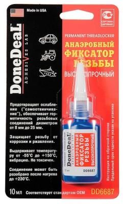 Фиксатор резьбовых соединений сильной фиксации неразъемный Done Deal DD6687 прозрачный 10 мл