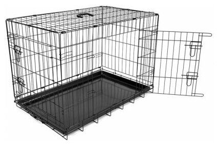 Клетка для собак двухдверная DUVO+ "Pet Kennel LARGE", чёрная, 92х57х64см (Бельгия)