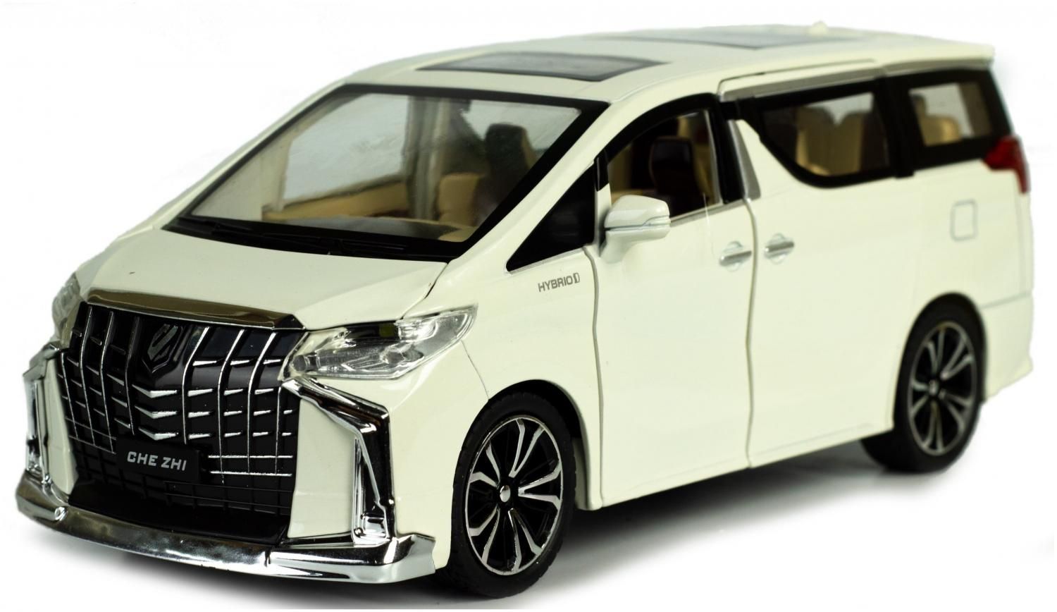 Металлическая машинка Che Zhi 1:24 «Toyota Alphard Hybrid E-Four» 20 см.  CZ120A инерционная, свет, звук / Белый купить в Москве, СПб, Новосибирске  по низкой цене