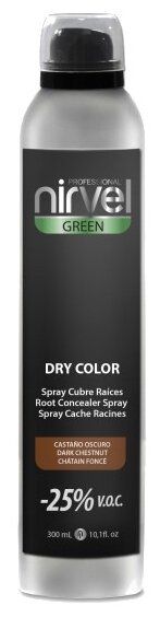 Спрей Nirvel Green Dry Color, черный. Спрей Nirvel Green Dry Color, темно-коричневый. Спрей Nirvel Green Dry Color, светло-коричневый. Тонирующий спрей для волос.