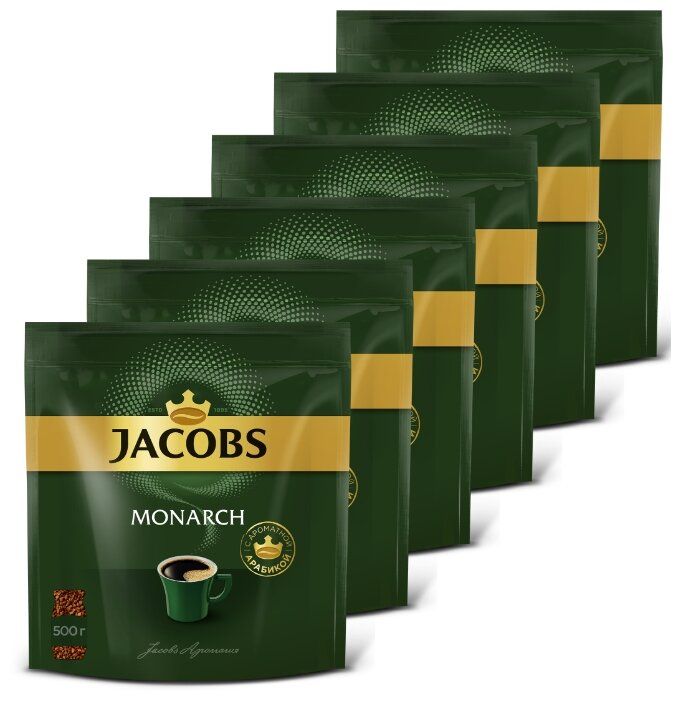 Кофе растворимый Jacobs Monarch, пакет, 6 уп. по 500 г