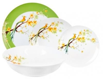 Столовый сервиз Domenik Paradise Bird 19 предметов DM9012 белый/зеленый