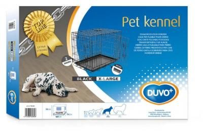 Клетка двухдверная для собак DUVO+ "Pet Kennel Top Line X-LARGE", чёрная, 107х71х77см (Бельгия)