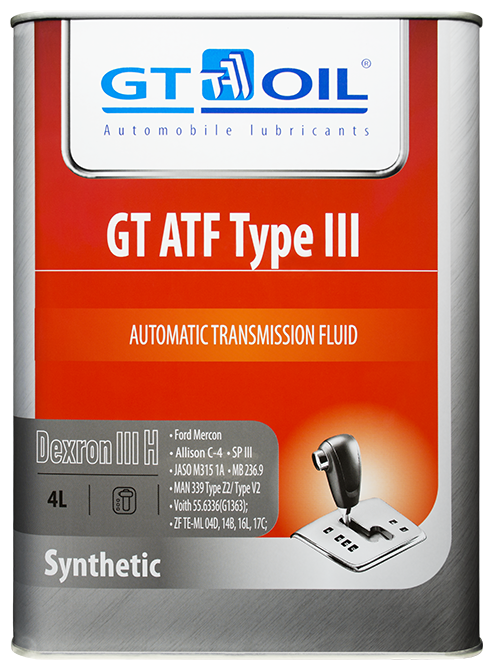 Трансмиссионное масло GT OIL ATF Type III 4 л Трансмиссионное масло GT OIL ATF Type III 4 л