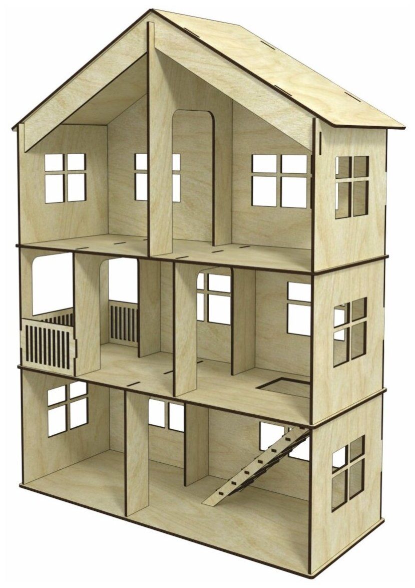 Деревянный Кукольный домик №4-2 большой купить в Москве, СПб, Новосибирске  по низкой цене