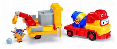 Трансформер Auldey SUPER WINGS Рэми с мини Донни (команда Строителей) желтый/красный