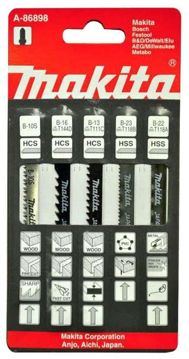 Набор пилок для лобзика Makita A-86898 5 шт. Набор пилок для лобзика Makita A-86898 5 шт.