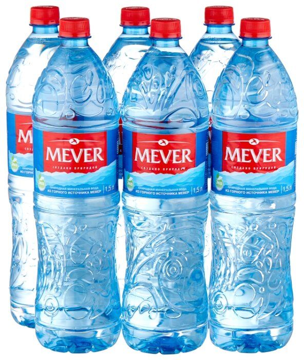 Вода питьевая природная негазированная Мевер, ПЭТ, 6 шт. по 1.5 л