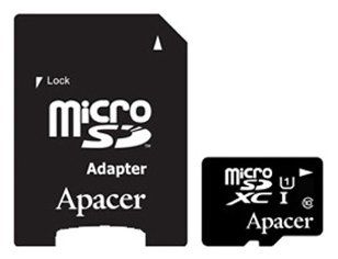 Карта памяти Apacer microSDXC Card Class 10 UHS-I U1 + SD adapter 128 GB, адаптер на SD