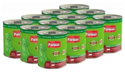 Влажный корм для щенков Четвероногий Гурман Мясное ассорти беззерновой, говядина 12 шт. х 340 г