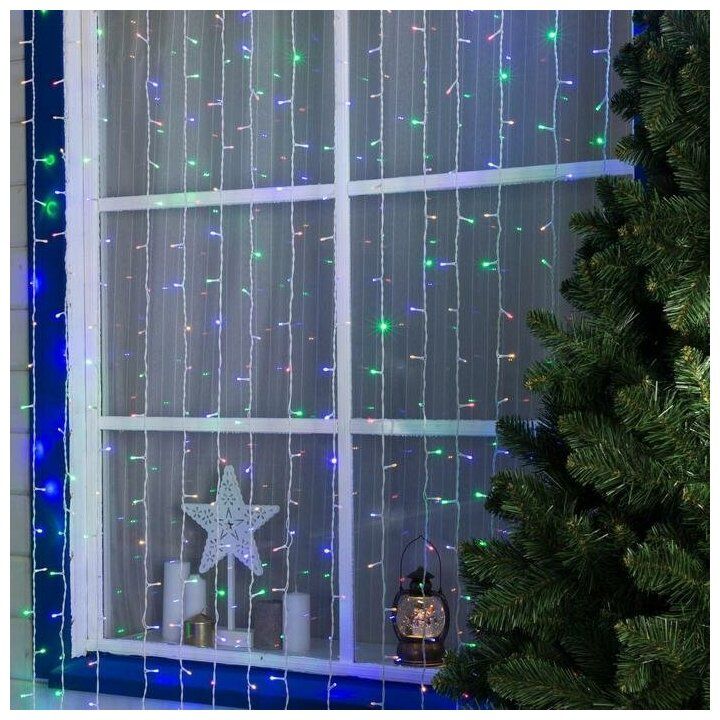 Luazon Lighting Гирлянда "Занавес" 2 х 9 м , IP44, УМС, белая нить, 1800 LED, свечение мульти, 220 В Luazon Lighting Гирлянда "Занавес" 2 х 9 м , IP44, УМС, белая нить, 1800 LED, свечение мульти, 220 В