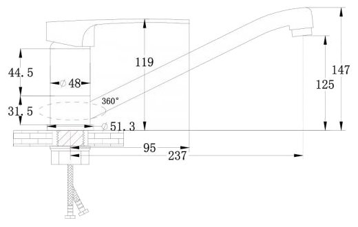 Смеситель для кухни (мойки) Ростовская Мануфактура Сантехники SL52-004FB-25 однорычажный Смеситель для кухни (мойки) Ростовская Мануфактура Сантехники SL52-004FB-25 однорычажный