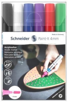 Набор маркеров акриловых Schneider «Paint-it 320», 4мм, ассорти, 6шт.