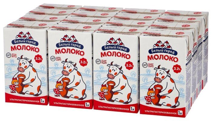 Молоко Белый город ультрапастеризованное 3.2%, 16 шт. по 1 л Молоко Белый город ультрапастеризованное 3.2%, 16 шт. по 1 л