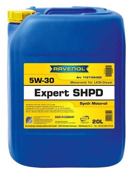 Синтетическое моторное масло Ravenol Expert SHPD 5W-30, 20 л Синтетическое моторное масло Ravenol Expert SHPD 5W-30, 20 л