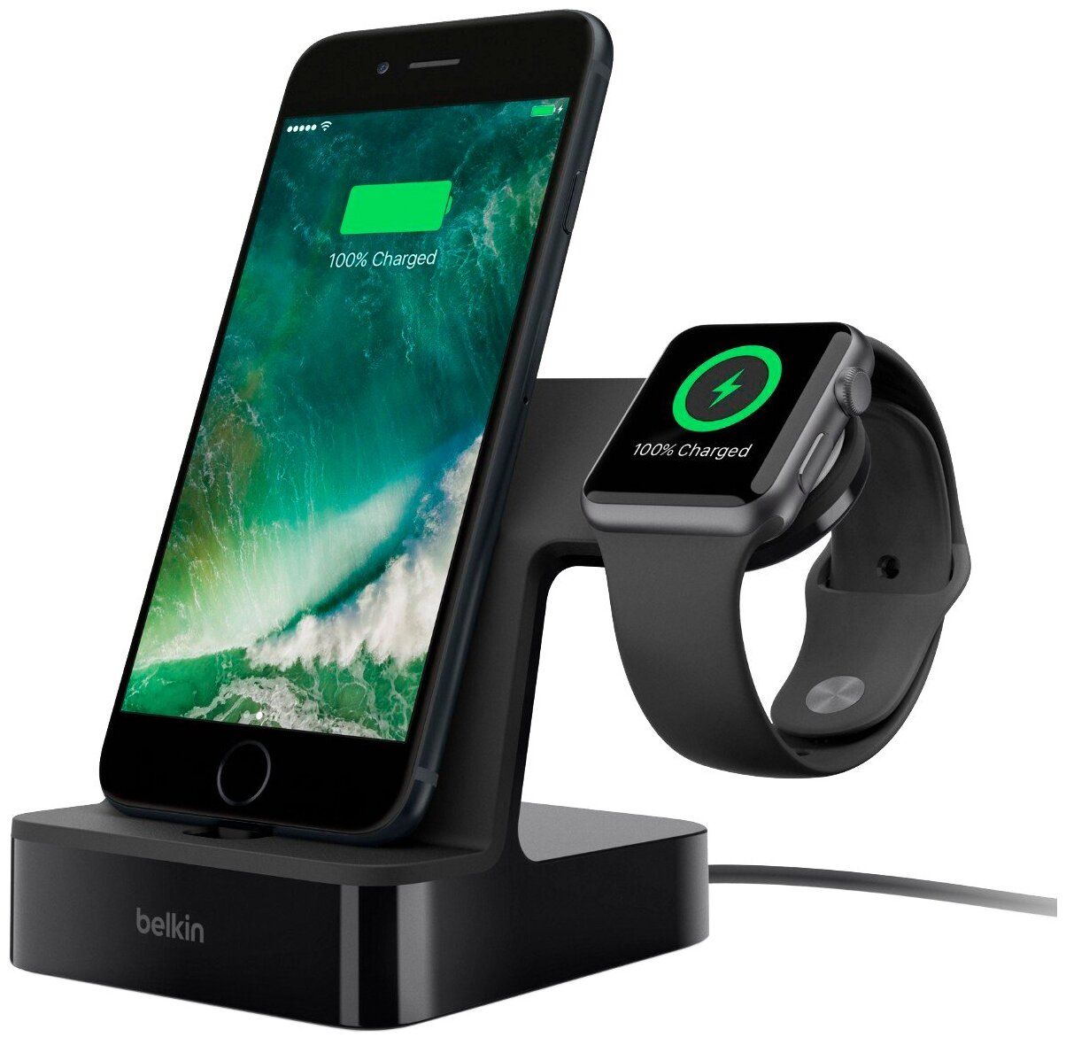 Док-станция универсальная Belkin PowerHouse Charge Dock for Apple Watch +  iPhone черный купить в Москве, СПб, Новосибирске по низкой цене