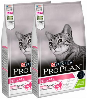 Сухой корм для кошек Pro Plan Delicate Optidigest, при чувствительном пищеварении, с ягненком 2 шт. х 10 кг