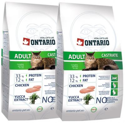 Сухой корм для стерилизованных кошек Ontario с курицей 2 шт. х 10 кг