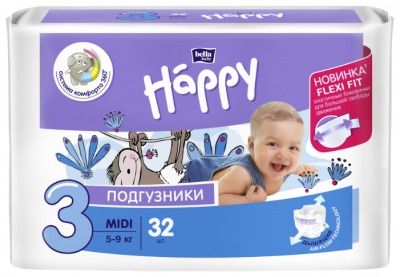 Bella Baby happy подгузники fun 3 (5-9 кг) 32 шт.