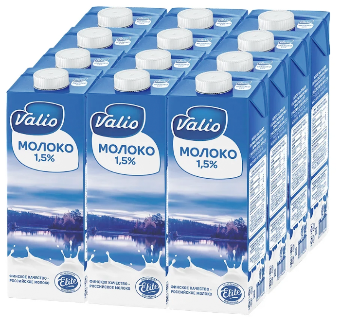 Молоко Valio ультрапастеризованное 1.5%, 12 шт. по 1 л Молоко Valio ультрапастеризованное 1.5%, 12 шт. по 1 л