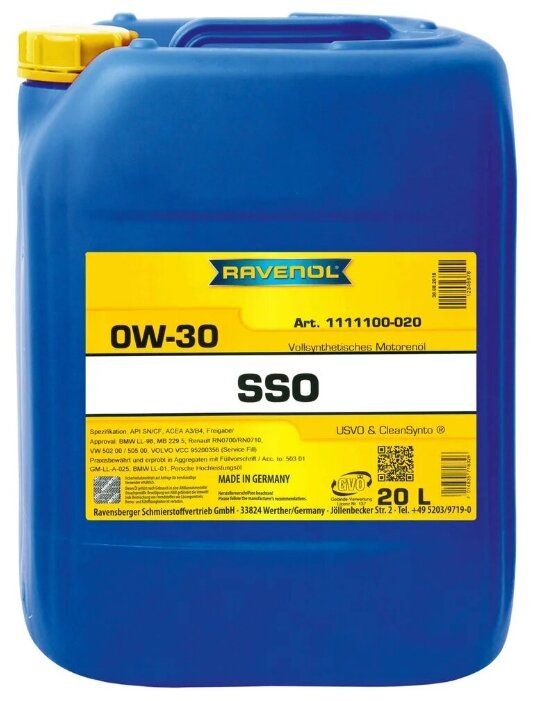 Моторное масло Ravenol Super Synthetic SSO SAE 0W-30 20 л Моторное масло Ravenol Super Synthetic SSO SAE 0W-30 20 л