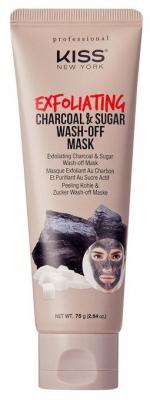 Kiss New York Professional маска-пилинг для лица Exfoliating charcoal & sugar wash-off mask 75 г