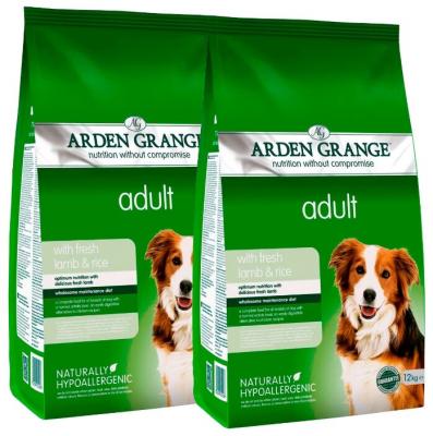 Сухой корм для собак Arden Grange гипоаллергенный, ягненок, с рисом 2шт. х 12 кг