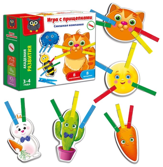 Настольная игра Vladi Toys Смешная компания. Игра с прищепками VT5303-06 Настольная игра Vladi Toys Смешная компания. Игра с прищепками VT5303-06