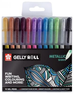 SAKURA набор гелевых ручек Gelly Roll Metallic 1 мм, 12 цветов (POXPGBMET12), 12 шт.