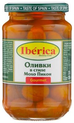 Iberica Оливки в стиле Мохо Пикон в маринаде, стеклянная банка 370 г