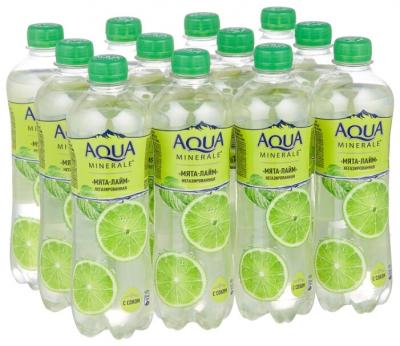 Вода питьевая Aqua Minerale негазированная с соком Мята-лайм, ПЭТ, 12 шт. по 0.5 л
