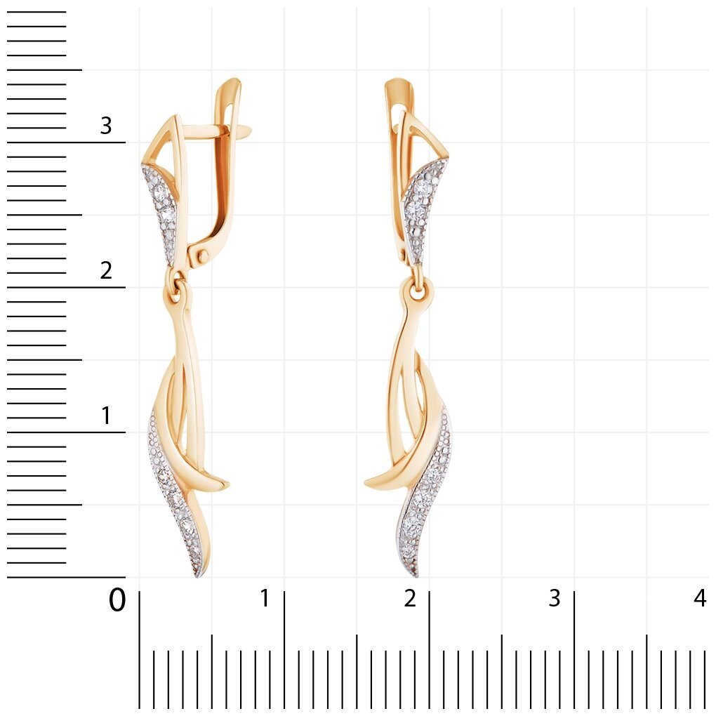 Ювелир Карат Серьги золотые с фианитами 1123548 купить в Москве, СПб,  Новосибирске по низкой цене