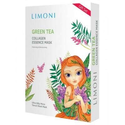 Limoni Маска тонизирующая с зелёным чаем и коллагеном Green Tea Collagen Set 6 шт.